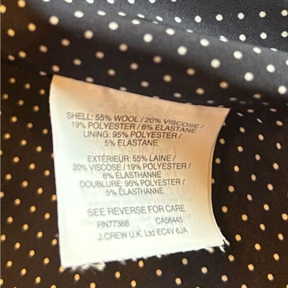 J Crew Black Parke Blazer Jacket Stretch Wool Blend Style G7726 Size 14 - Picture 8 of 12